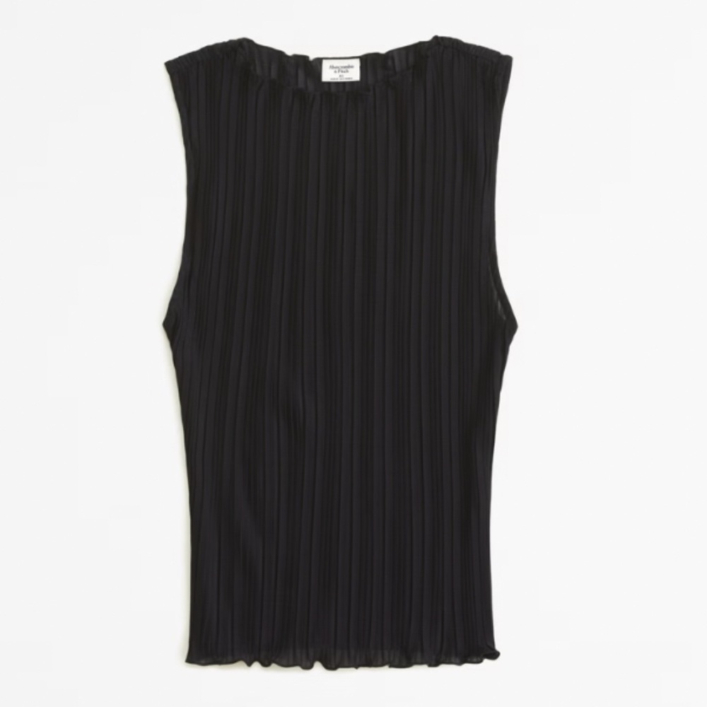 🚫SOLD🚫 NWT Abercrombie & Fitch Sheer Plisse Pleated Sleeveless Shell Top - Picture 4 of 10